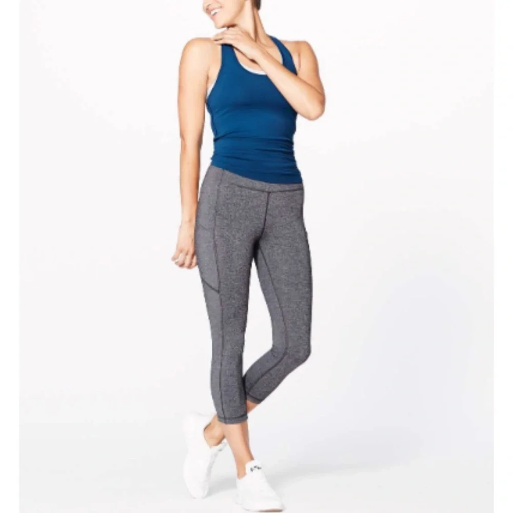 🔥Lululemon Speed Up Crop (21") Leggings Heathered Black Size 8 Full-on - Picture 7 of 12